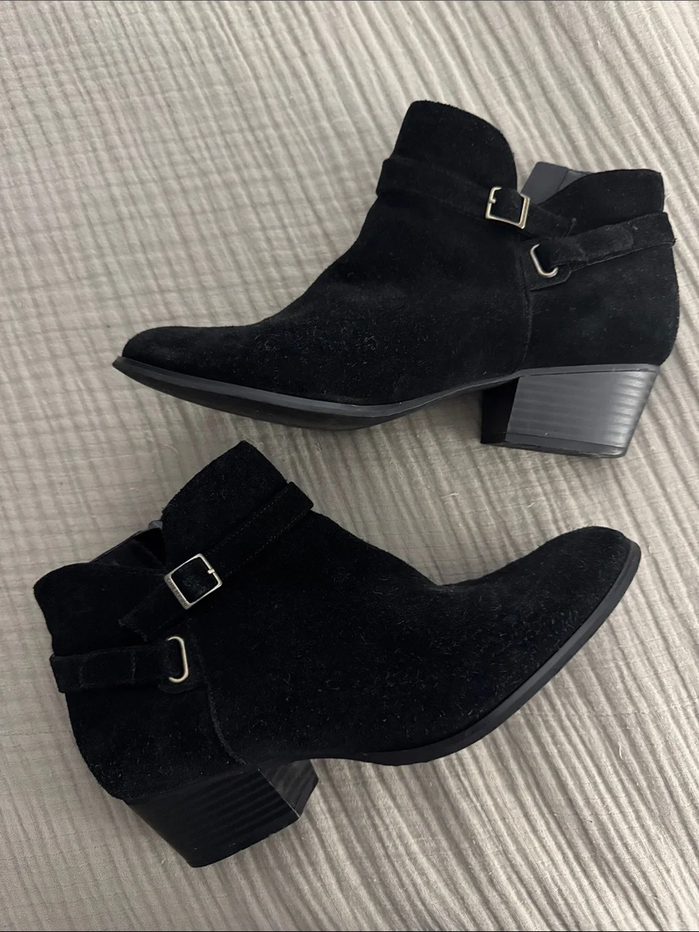 Giani Bernini Dorii Black Suede Buckle Side Ankle Boots 9M - Picture 1 of 3